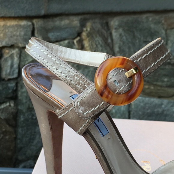 Prada Taupe Platform Sandal Heels - Picture 6 of 11